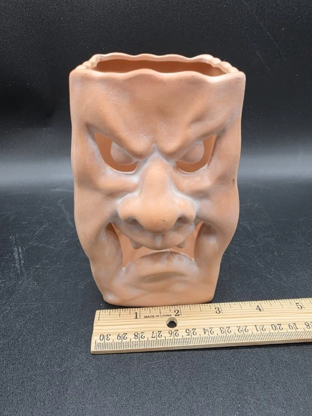 Russ Jack-O-Lantern Terracotta Paper Bag Pumpkin Candleholder Pair Halloween Vtg